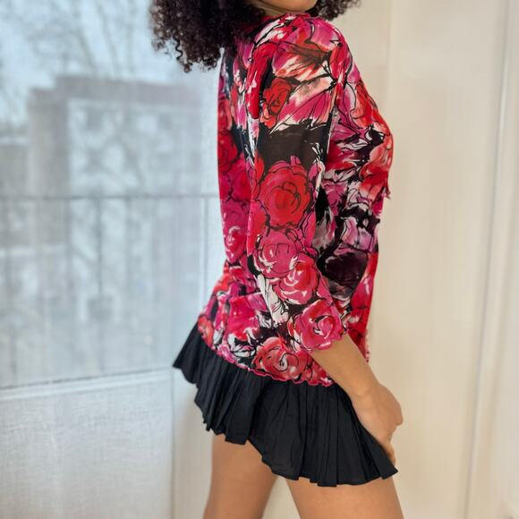 Italian Vintage Romcom Floral Mesh Long Sleeves Blouse (M/L) - Picture 3 of 7